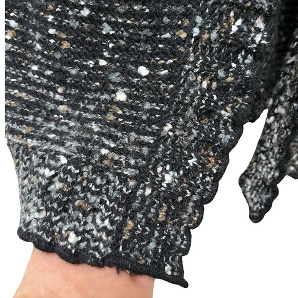 BCBGMaxAzria Womens Boucle Alpaca Mohair Blend Duster Cardigan Size L Black Y2K - Picture 4 of 8